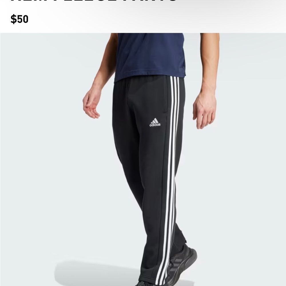 ADIDAS ESSENTIALS 3-STRIPES OPEN HEM FLEECE PANTS